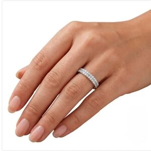 White Gold Diamond Two Row Band Ring